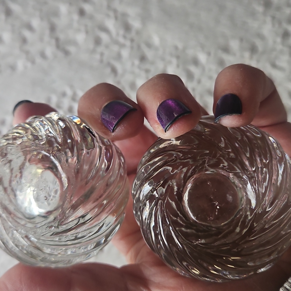 PartyLite Clear Swirled Glass Votive Holder Pair